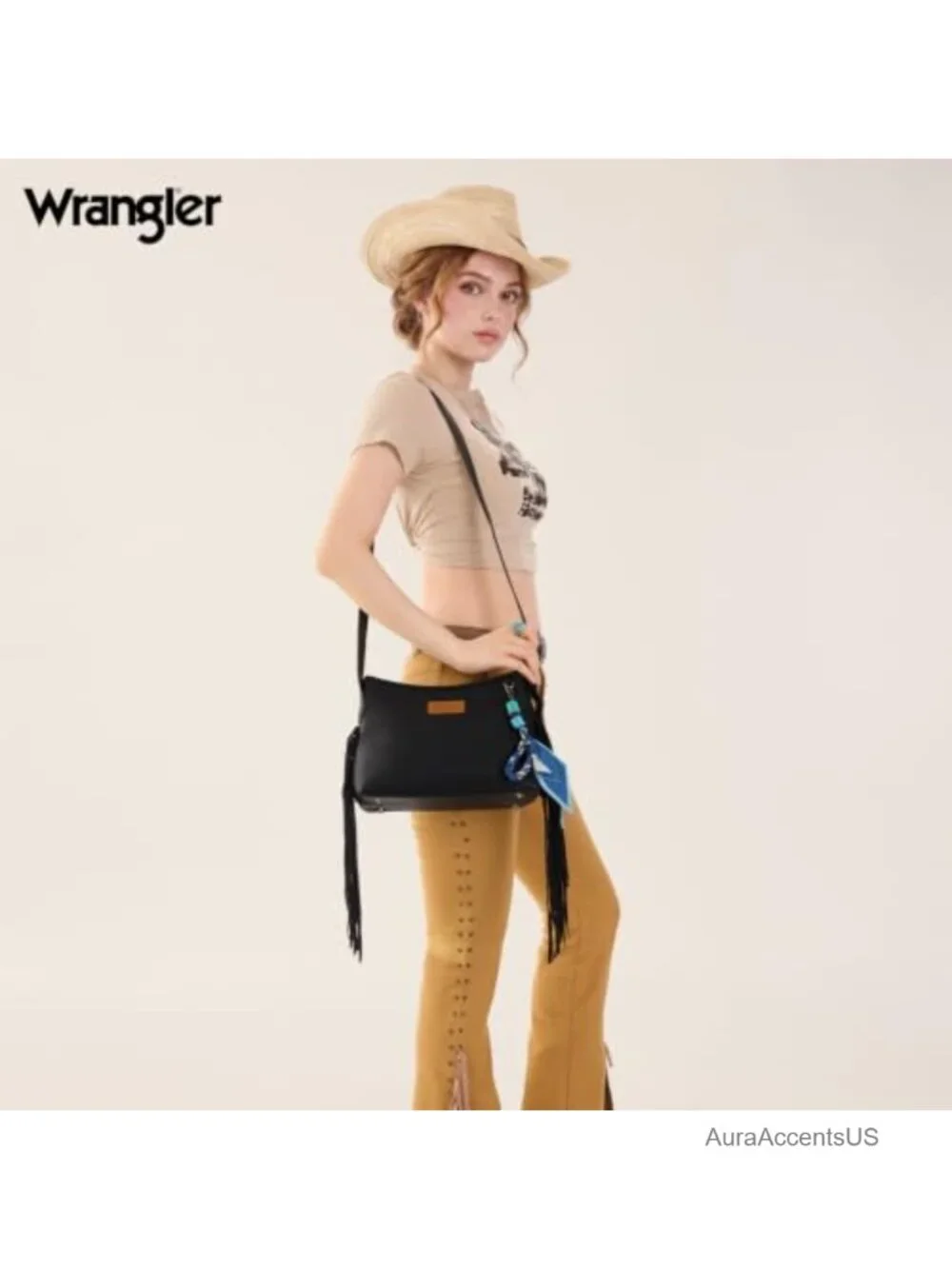 Faux Leather Hobo Crossbody Bag with Fringe Tassels and Beaded Details